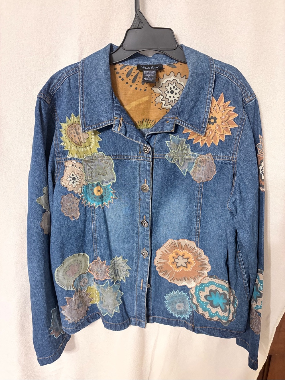 Vintage West End Embroidered Denim Jacket Floral Cottagecore